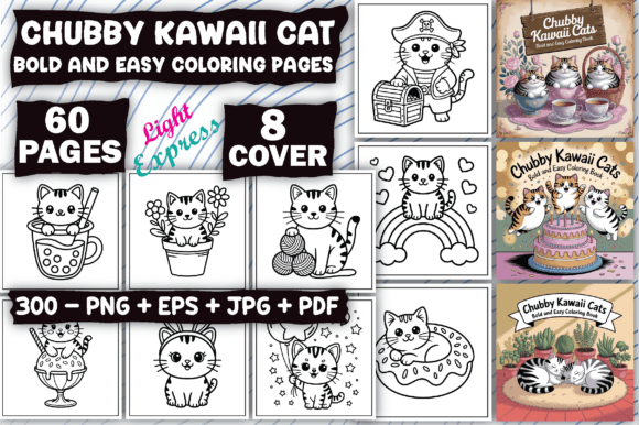 Chubby Kawaii Cat Coloring Pages Adults