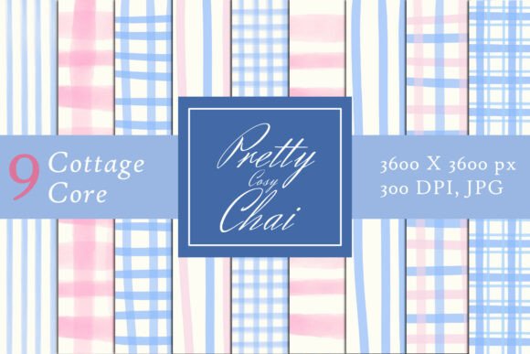 Cottage Core Blue Pink Stripes & Gingham