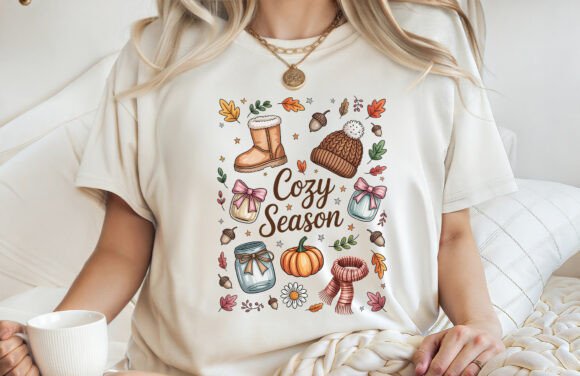 Cozy season Fall Vibes Autumn Tshirt PNG