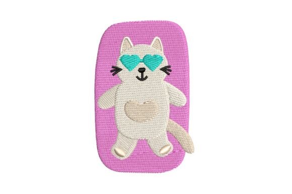 Cute Cat on Pool Float with Heart Sunglasses