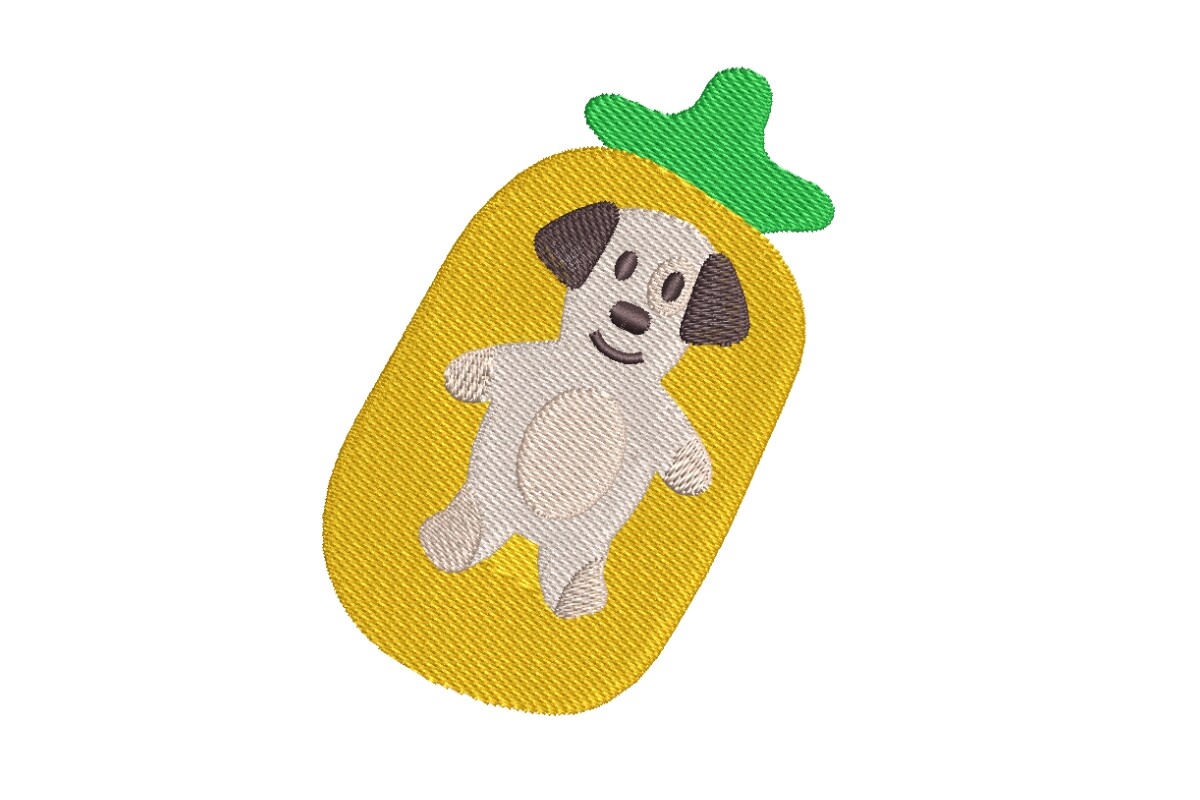 Cute Dog on Pineapple Pool Float