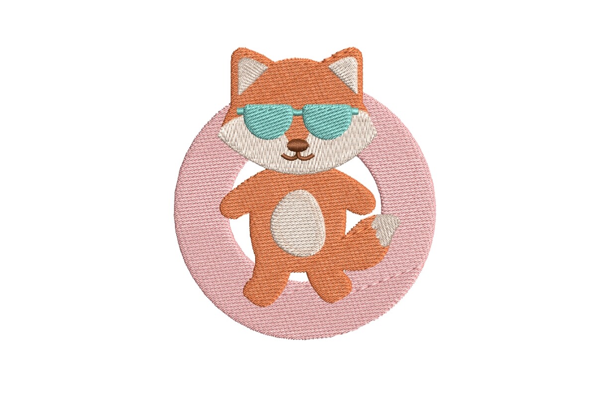 Cute Fox on a Pink Pool Float