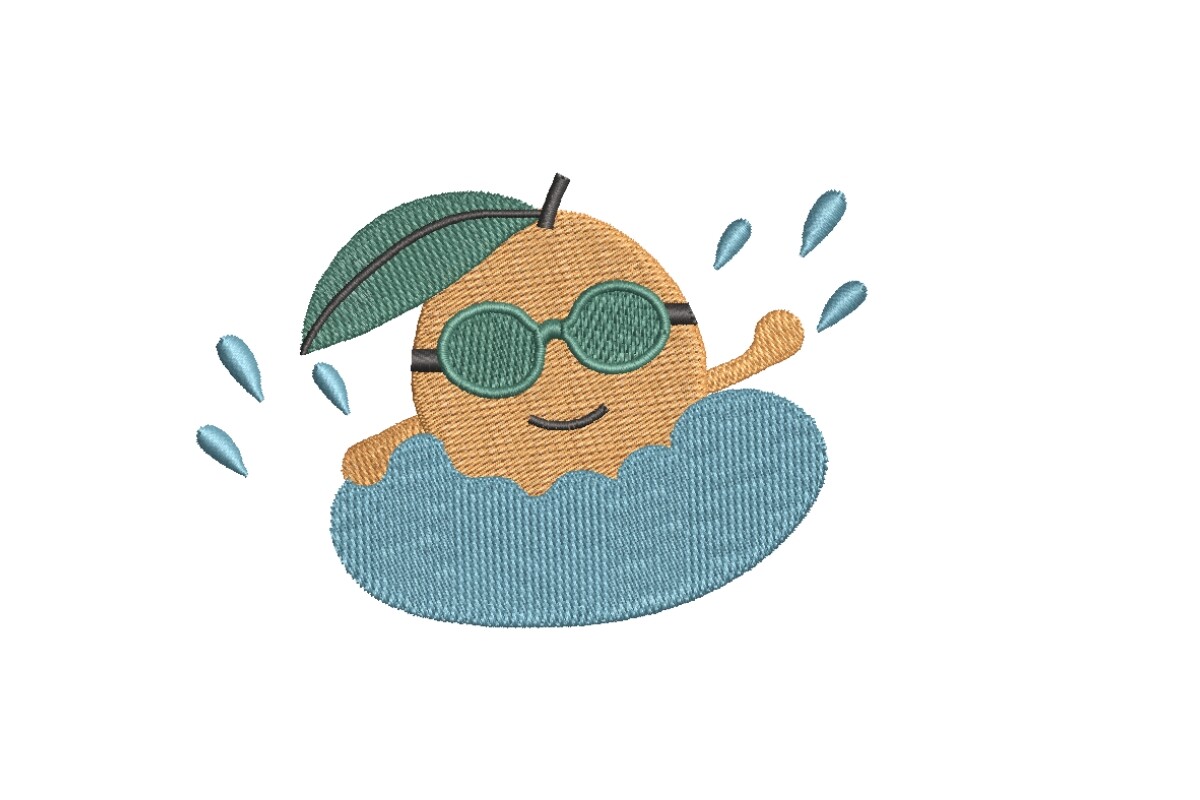 Cute Swimming Orange with Goggles