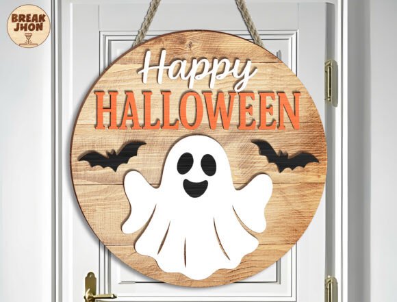 Ghost Bat Round Sign Design