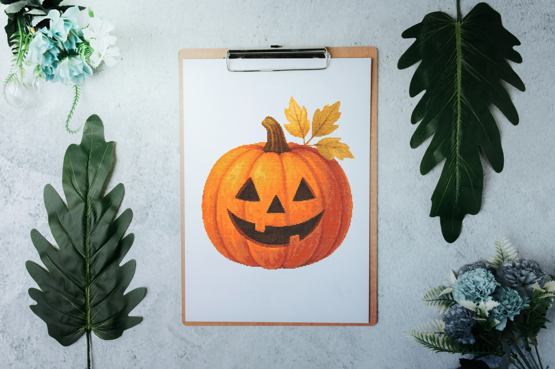 Halloween Smiling Jack-o'-Lantern Cross
