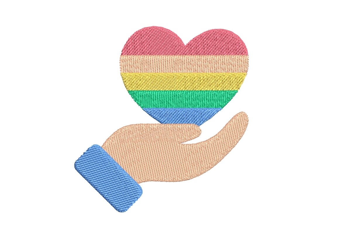 Hand Holding Rainbow Heart