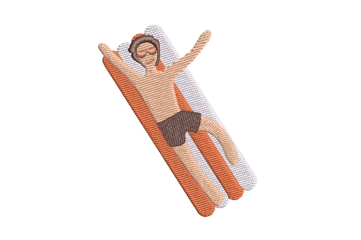 Man Floating on Pool Raft