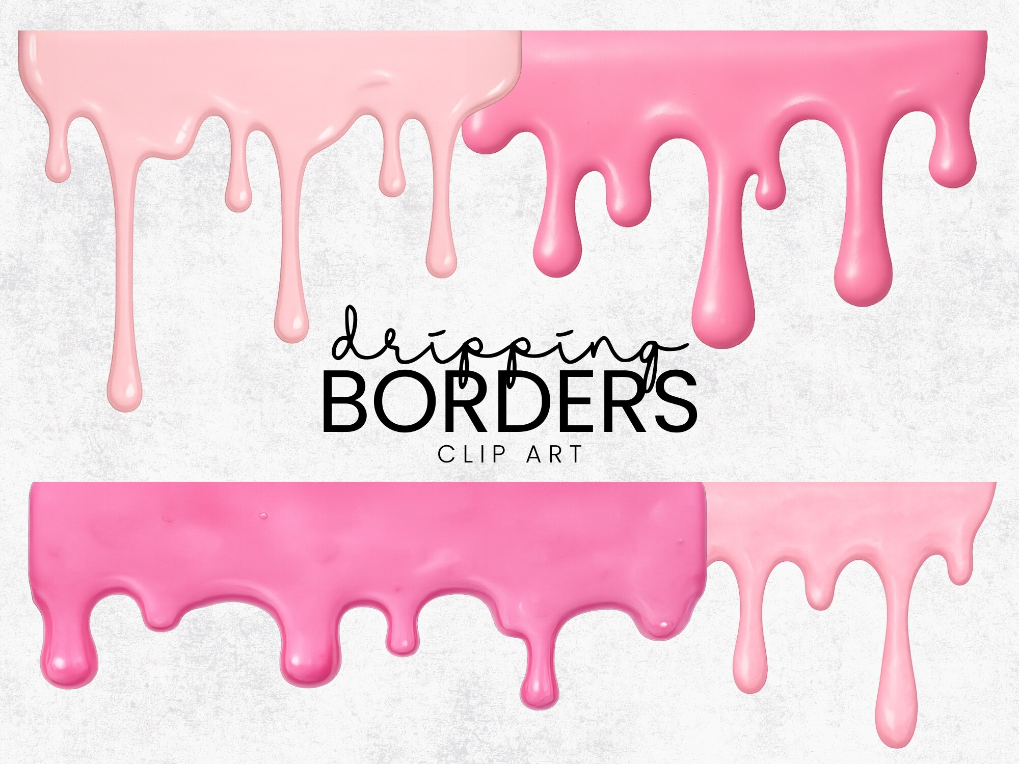 Pink Paint Dripping Borders Clipart PNG