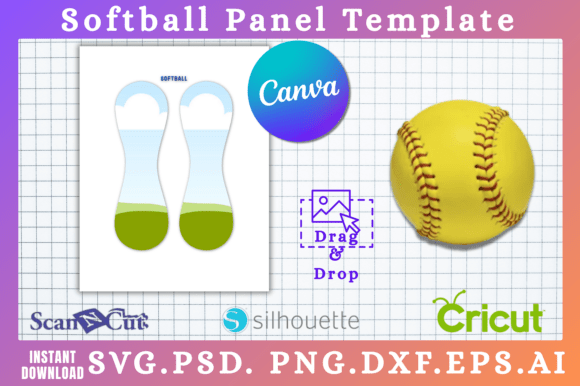 Softball Panel SVG & Canva Template