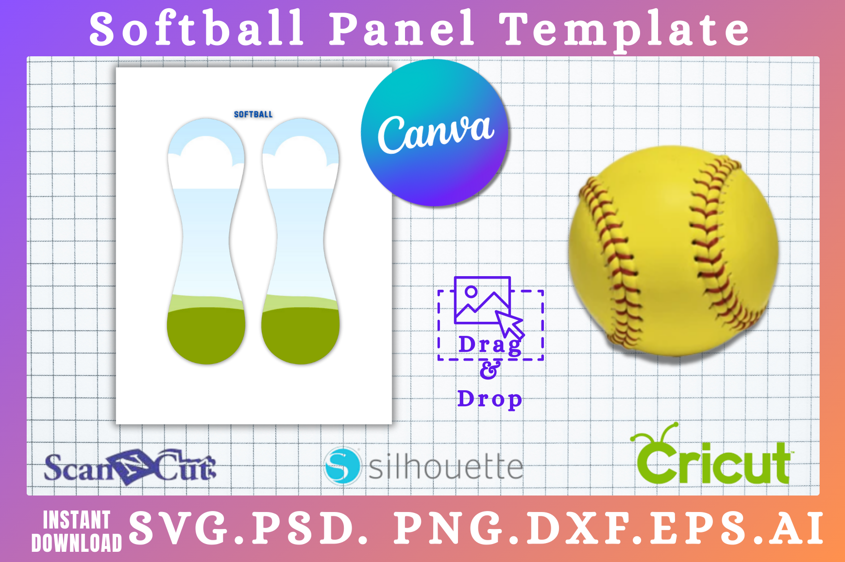 Softball Panel SVG & Canva Template