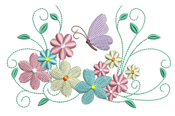 Spring Flowers and Butterfly