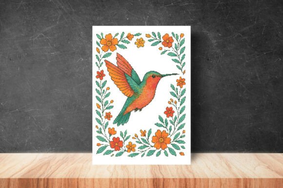 Vibrant Hummingbird & Floral Frame
