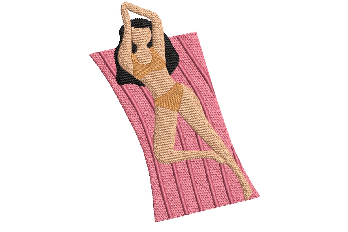 Woman Sunbathing on a Pink Towel