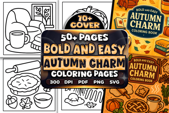 Bold Easy Autumn Charm Coloring Pages Graphic by Craftsbeefy · Creative ...