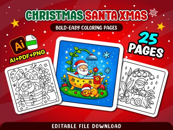 Christmas Santa Xmas Cozy Coloring Pages