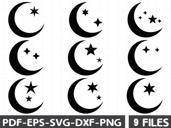 Crescent Moon Silhouette Svg Grafica Illustrazioni Stampabili Di MAHIN PUBLICATIONS