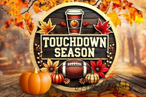 Football, Touchdown Season Round Sign