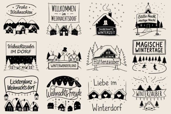 German Winter Village SVG PNG