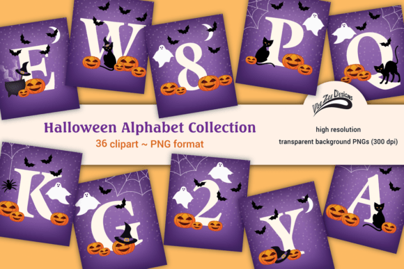 Halloween Alphabet Letters PNG Clipart Graphic by Vee Zee Designs ...