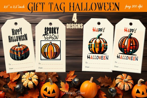 Retro Pumpkin & Spooky Halloween Gift Labels