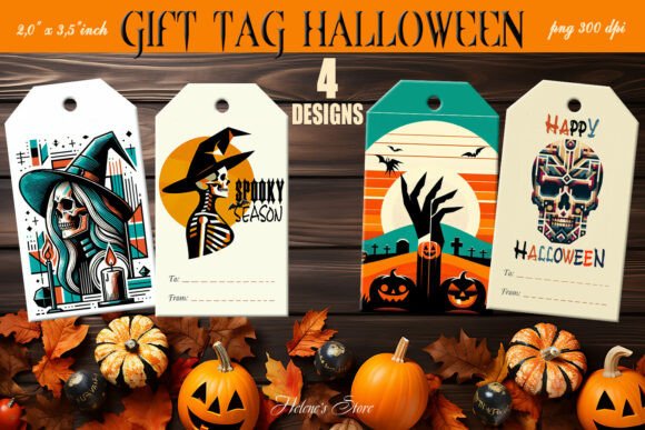 Retro Halloween Printable Gift Tag Set