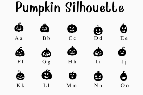 Pumpkin Silhouette Font PNG with transparent background - Preview 1