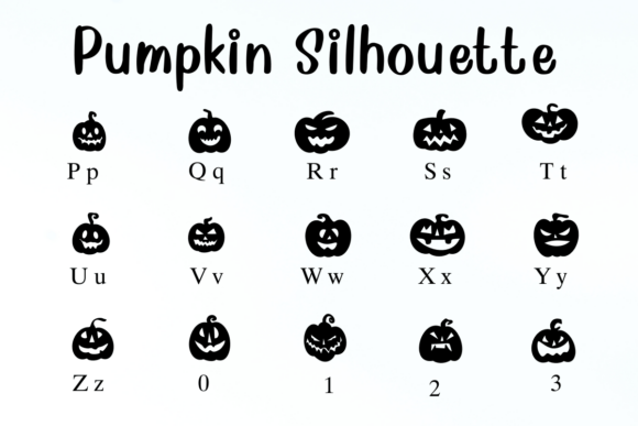 Pumpkin Silhouette Font PNG with transparent background - Preview 2