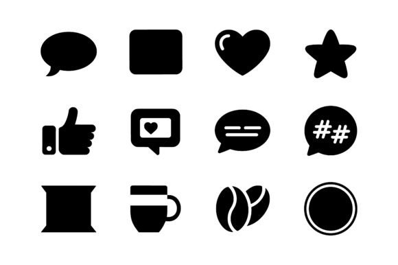 Social Media & Coffee Shop Icon Set