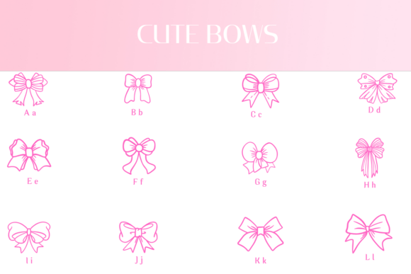 Cute Bows Font PNG with transparent background - Preview 1