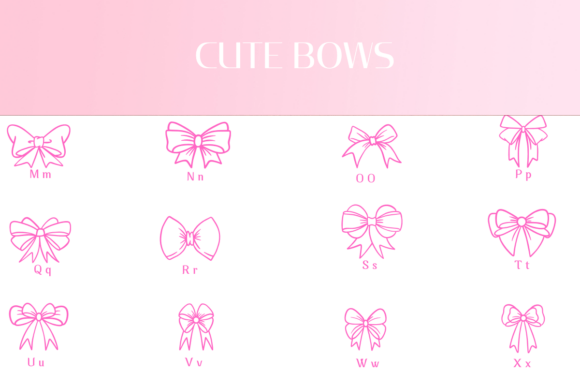 Cute Bows Font PNG with transparent background - Preview 2
