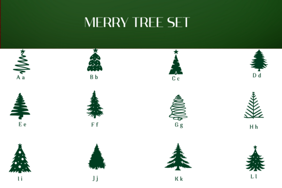 Merry Tree Set Font PNG with transparent background - Preview 1