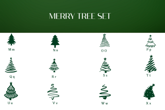 Merry Tree Set Font PNG with transparent background - Preview 2