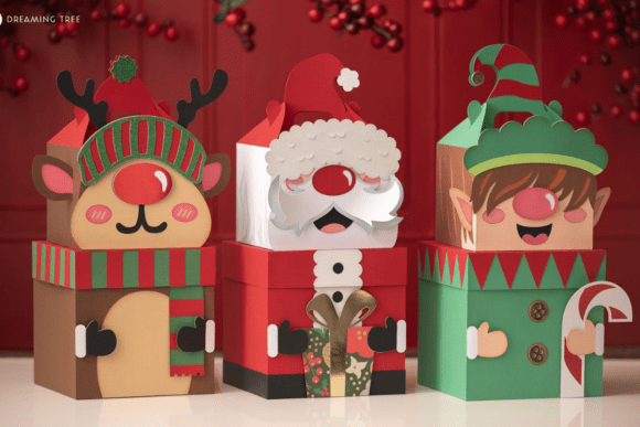 North Pole Gnomes Gift Boxes SVG Bundle