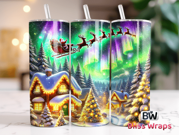 Santa Northern Lights Christmas Wrap