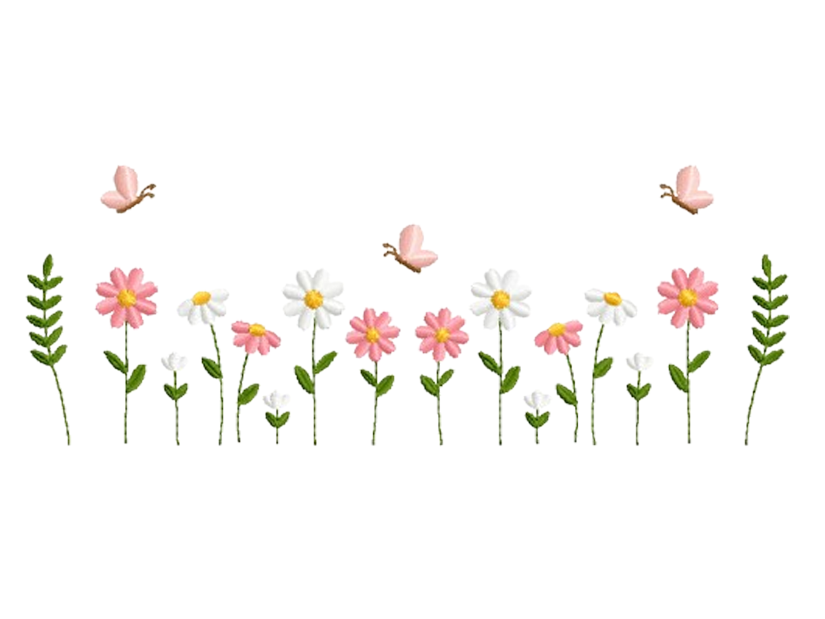 Spring Garden Flowers with Butterflies