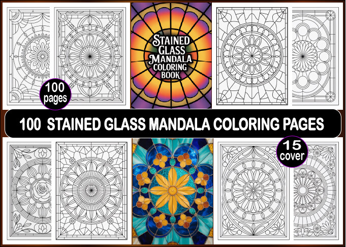 100 Stained Glass Mandala Coloring Pages