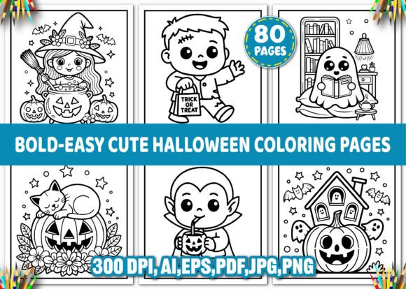 Bold-Easy Cute Halloween Coloring Pages