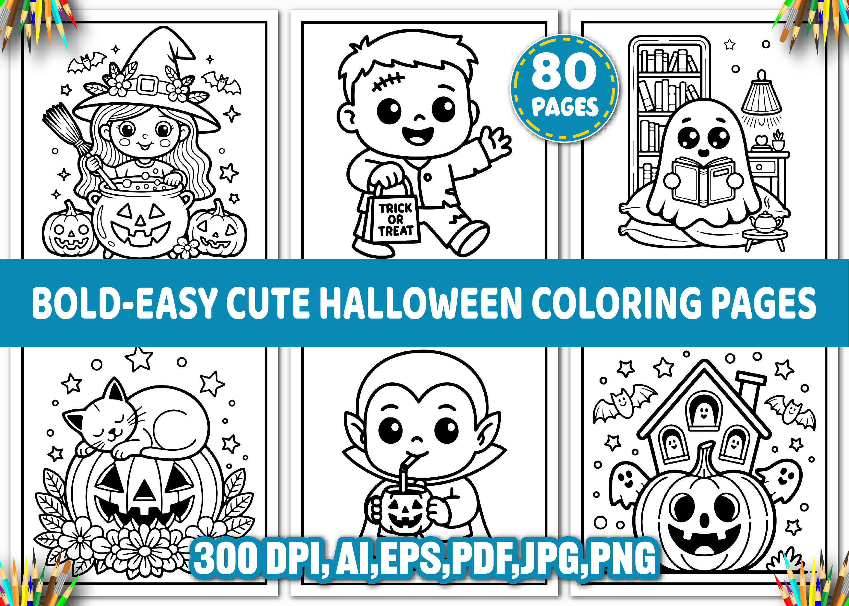 Bold-Easy Cute Halloween Coloring Pages