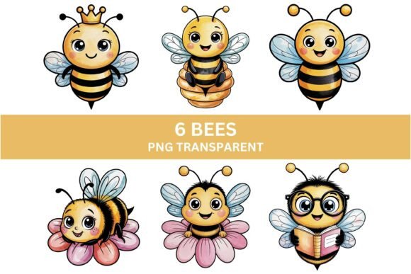 Cute Bee Clipart PNG Bundle