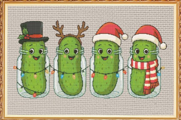 Festive Holiday Cucumber Cross Stitch Pa