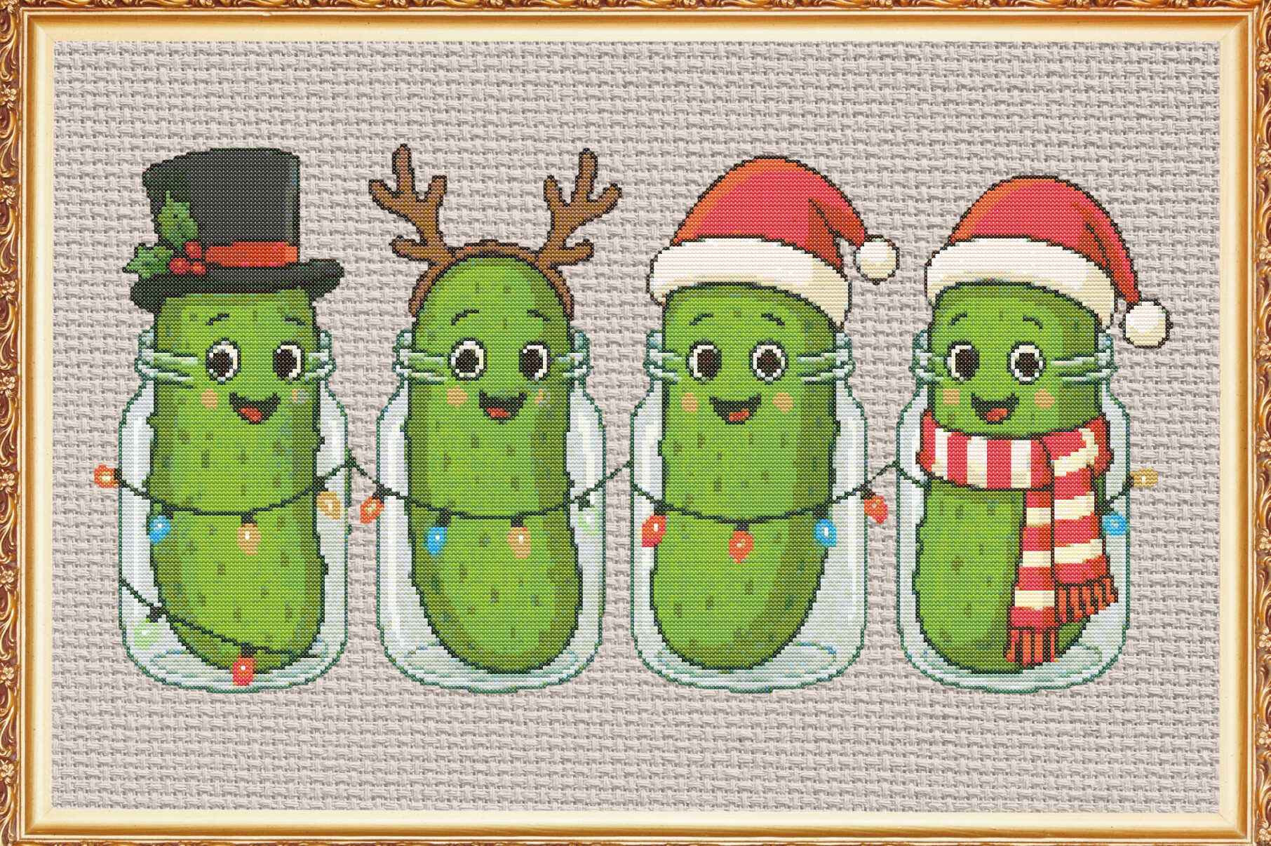 Festive Holiday Cucumber Cross Stitch Pa