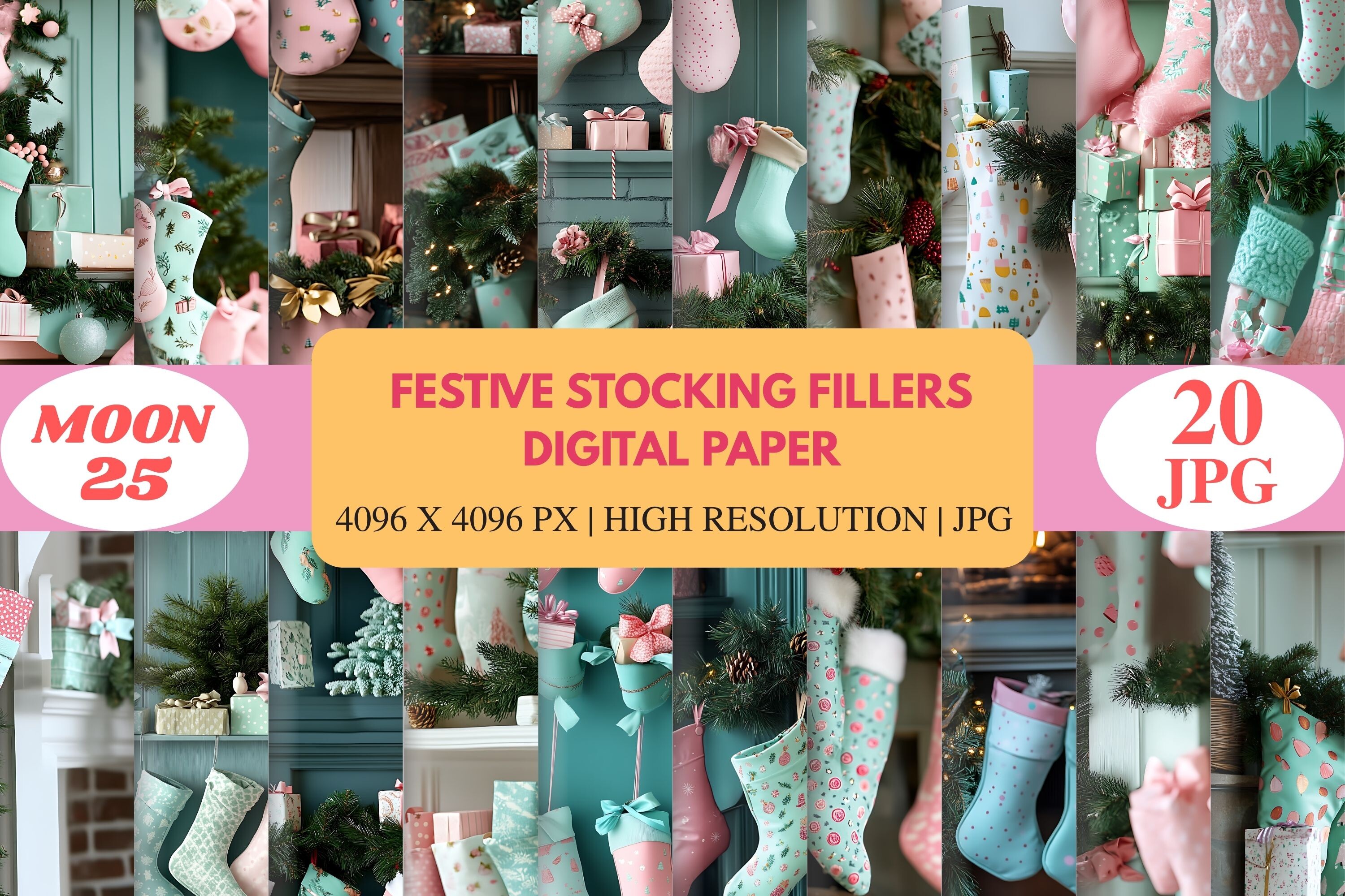 Festive Stocking Fillers Digital Paper