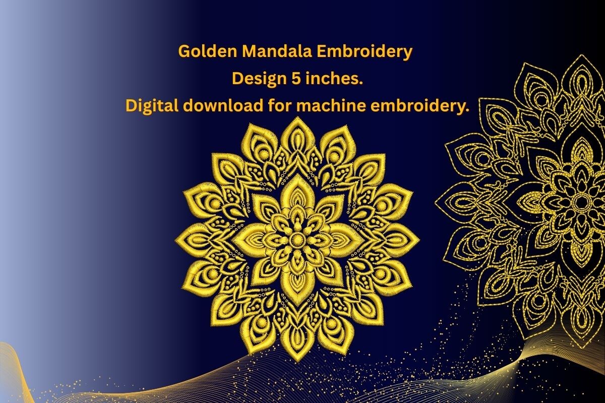 Golden Mandala Embroidery Design