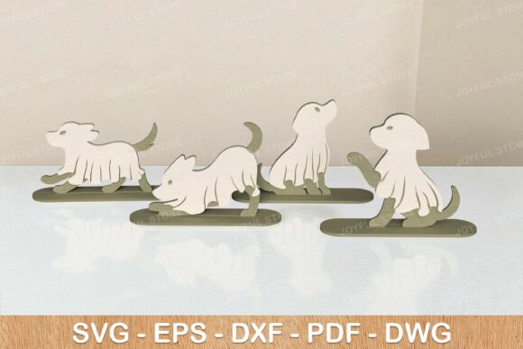 halloween ghost dog standee set laser cut SVG for pet boutique props and display