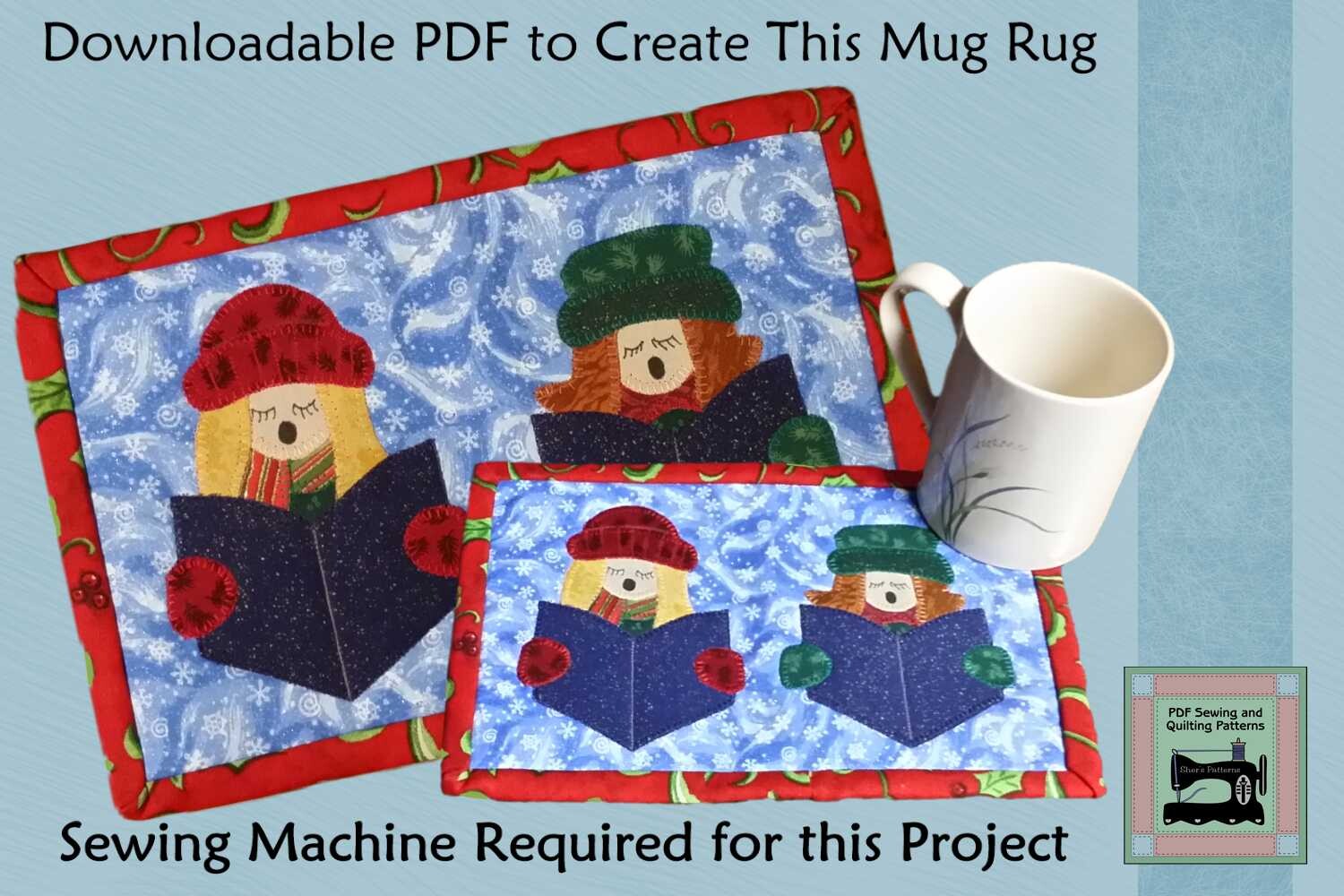 PDF Pattern for Carolers Mug Rug