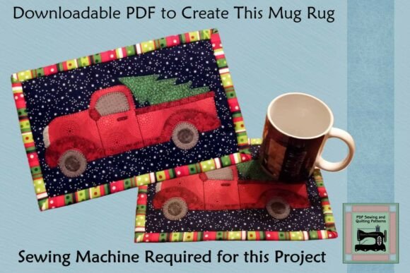 PDF Pattern for Christmas Tree Mug Rug
