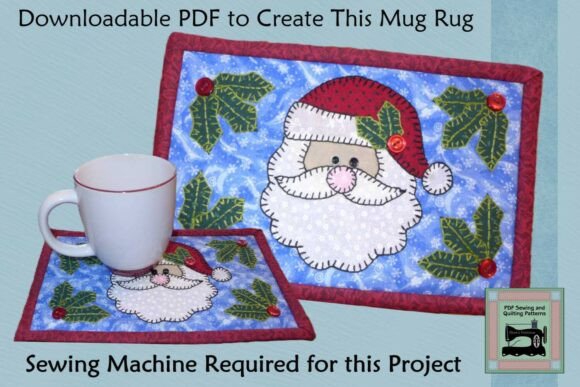 PDF Pattern for Santa Face Mug Rug