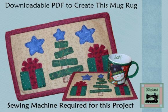 PDF Pattern for Stick Christmas Mug Rug