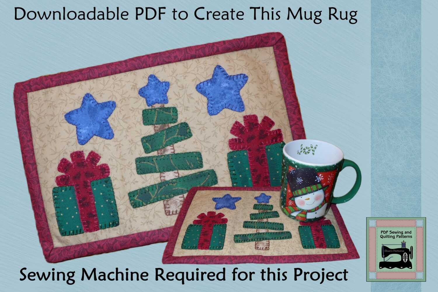 PDF Pattern for Stick Christmas Mug Rug