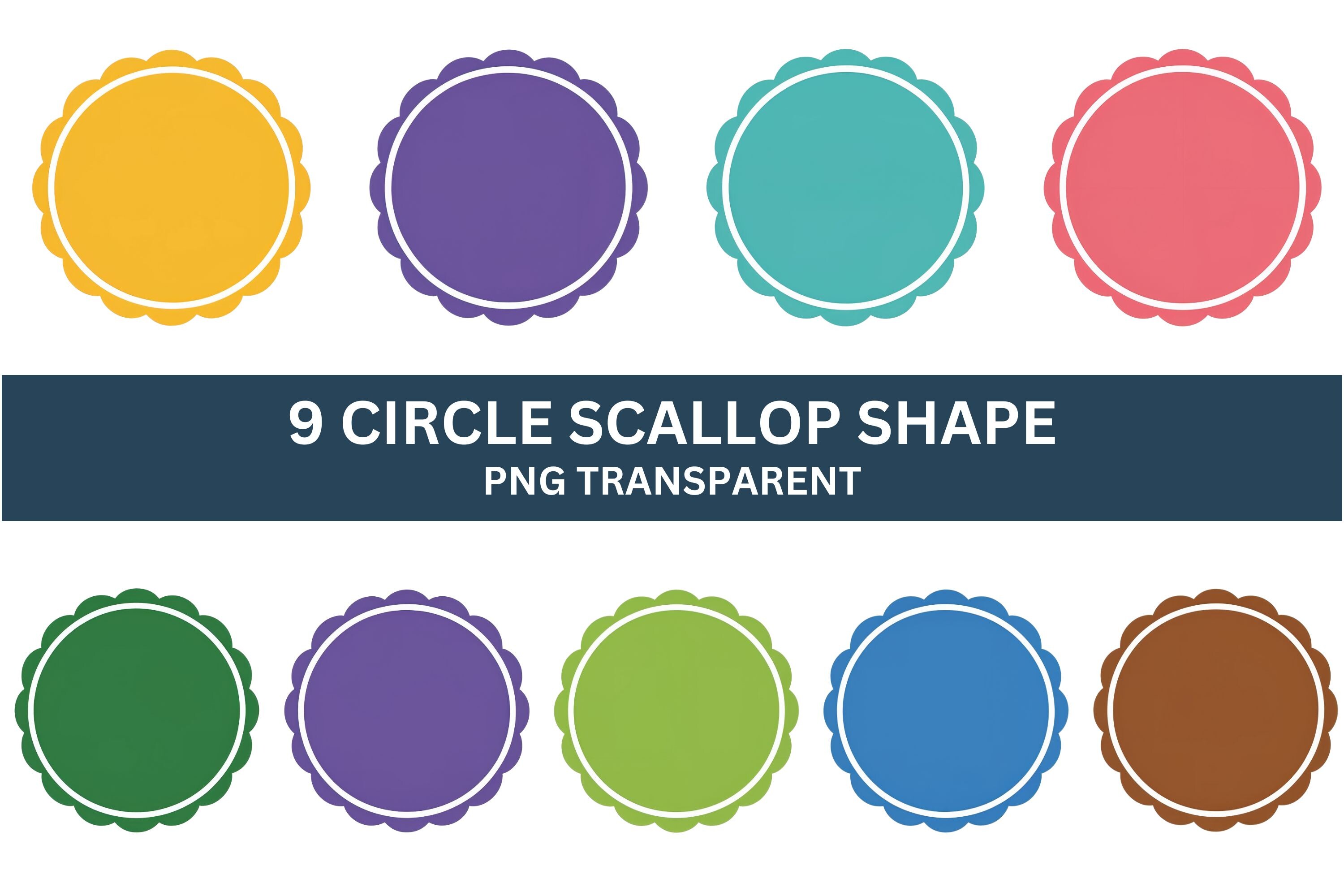 Scalloped Circle Shape Clipart Set